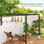 2 X 3(m) Lean To Steel Pergola With Moving Fabric Canopy, Powder-coated Steel Frame, 4 Ground Stakes & 12 Expansion Screws, Outdoor Garden Wall-mounted Shelter, Khaki