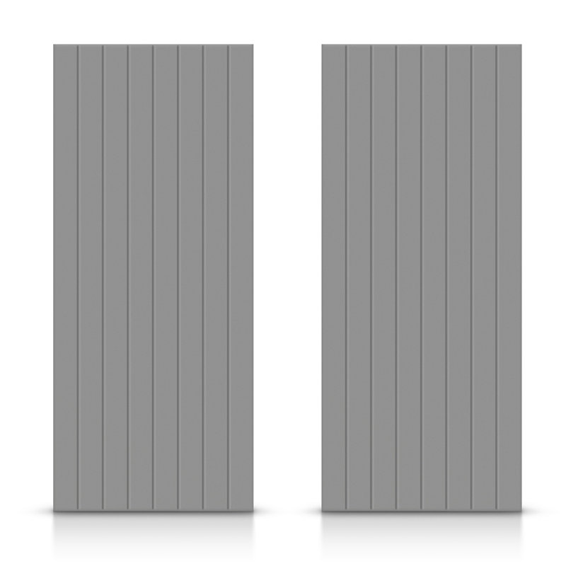 Portes de placard coulissantes à panneaux en bois manufacturé, Gris clair, 60 po x 80 po