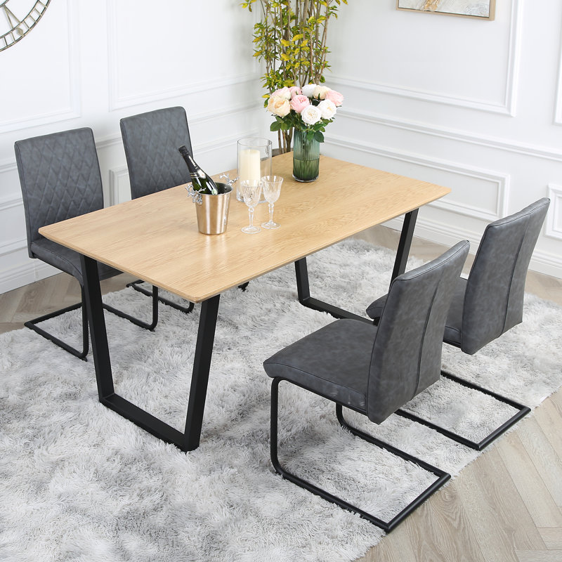 Asfand 4 - Person Dining Set, Grey, Oak