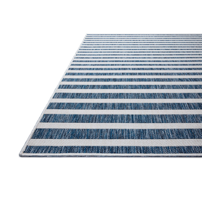 Loloi Easton Denim / Ivory Indoor / Outdoor Area Rug, Rectangle 2'3" x 3'9"