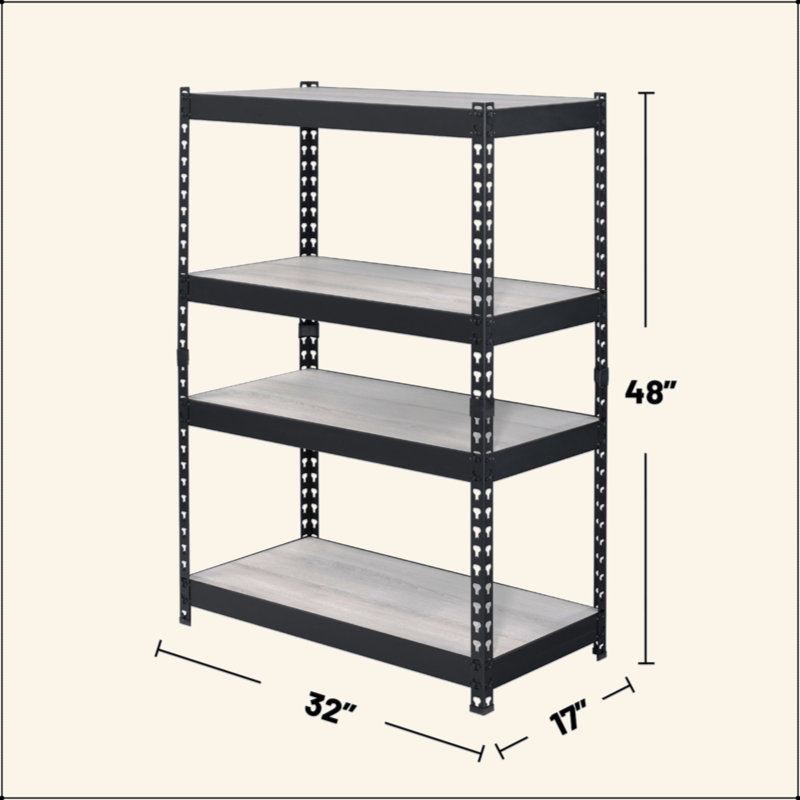 4 Tier Rectangular Bookcase With Adjustable Shelves