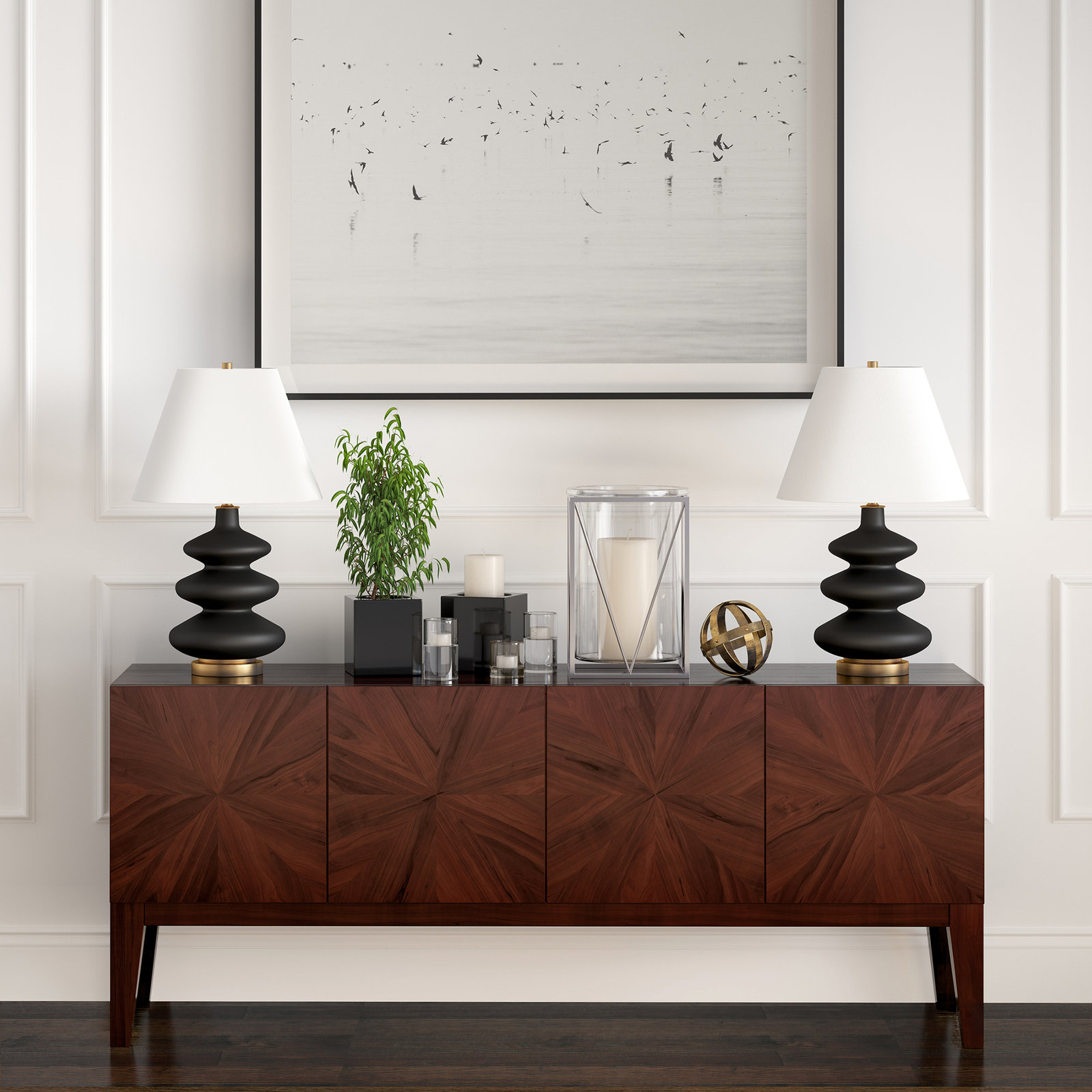 Danelea Glass Table Lamp, Black