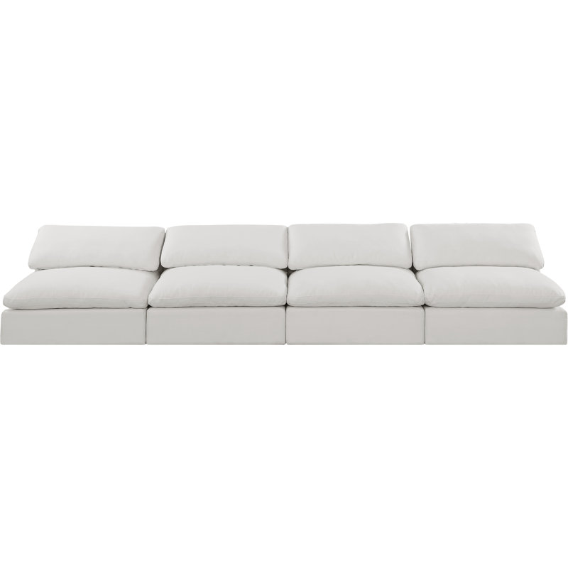 Hirvin 156'' Upholstered Sofa, Cream Linen Textured Fabric