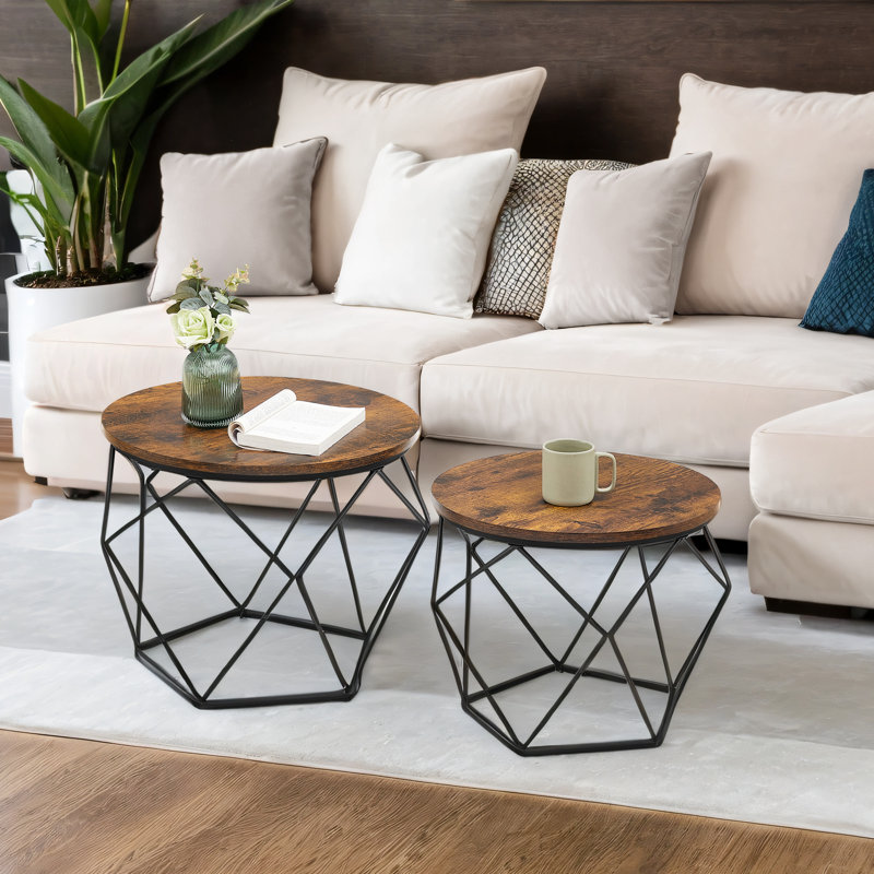 Keema Frame 2 Piece Bunching Coffee Table Sets, Rustic Brown