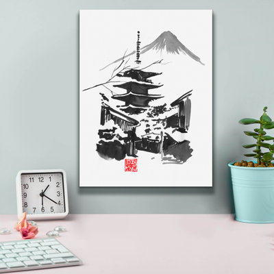 «Fuji San And Temple» par Pechane, art mural sur toile