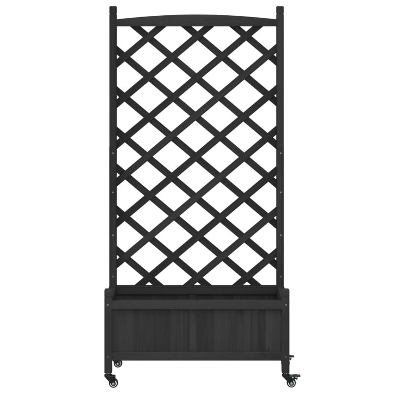 Wood Pot Planter, 62" H x 29.5" W x 13.8" D, Black