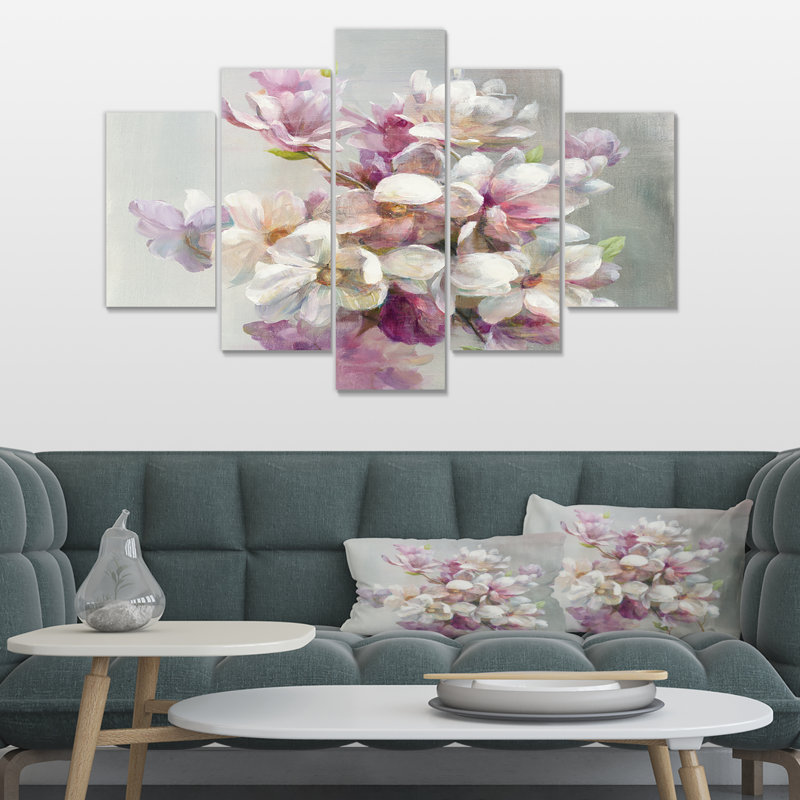 «», reproduction d’impression multi-pièces sur toile Pink Magnolia Flowers