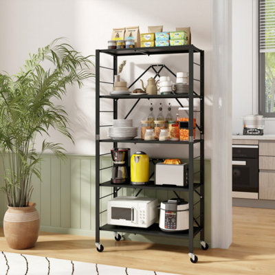 Étagère de rangement pliable à 5 niveaux avec roulettes