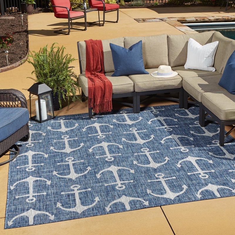 Tapis d'extérieur Ayton couleur mer, Carré 13 pi