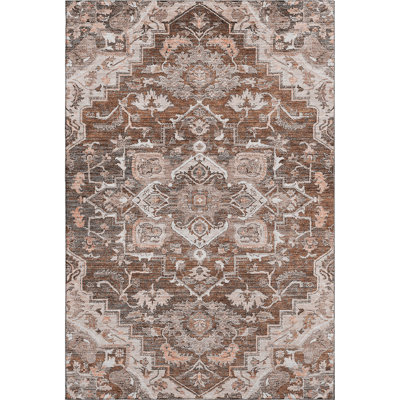 Premium Machine Washable Prisco Terracotta Rug