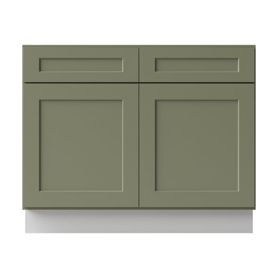 Sinber 42"W x 34.5"H x 24"D RTA Sink Base Kitchen Cabinet | Green Birch Solid Wood | Soft-Close | Shaker Style