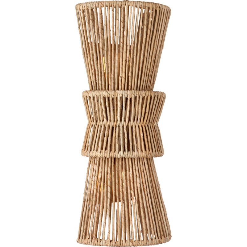 Antigua 20" Sconce in Natural Abaca, Antique-Burnished Brass