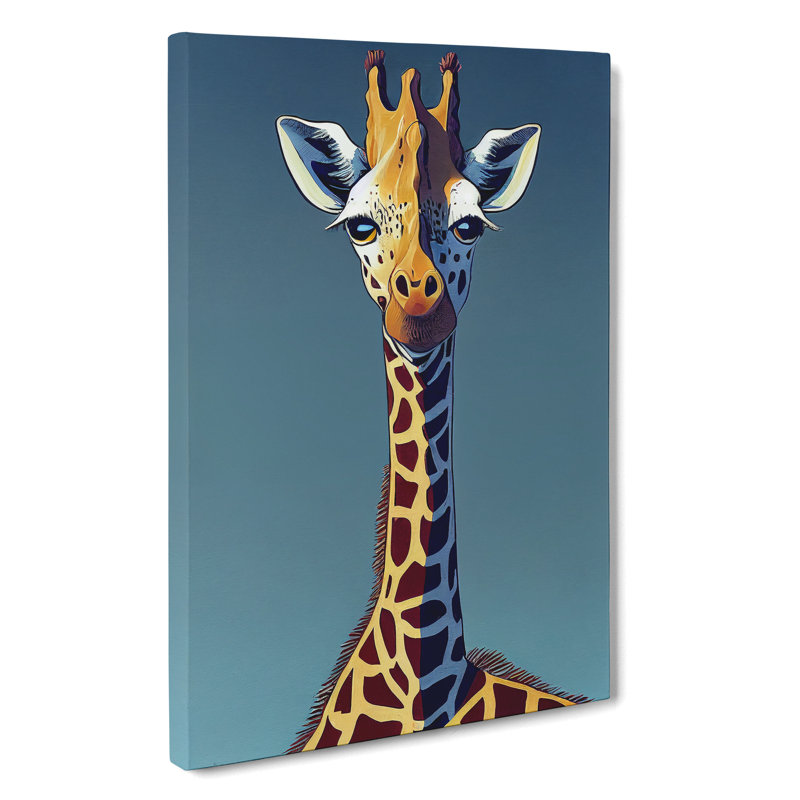 Giraffe Cartoon - Wall Art, 50cm H x 35cm W x 3cm D, Wrapped Canvas