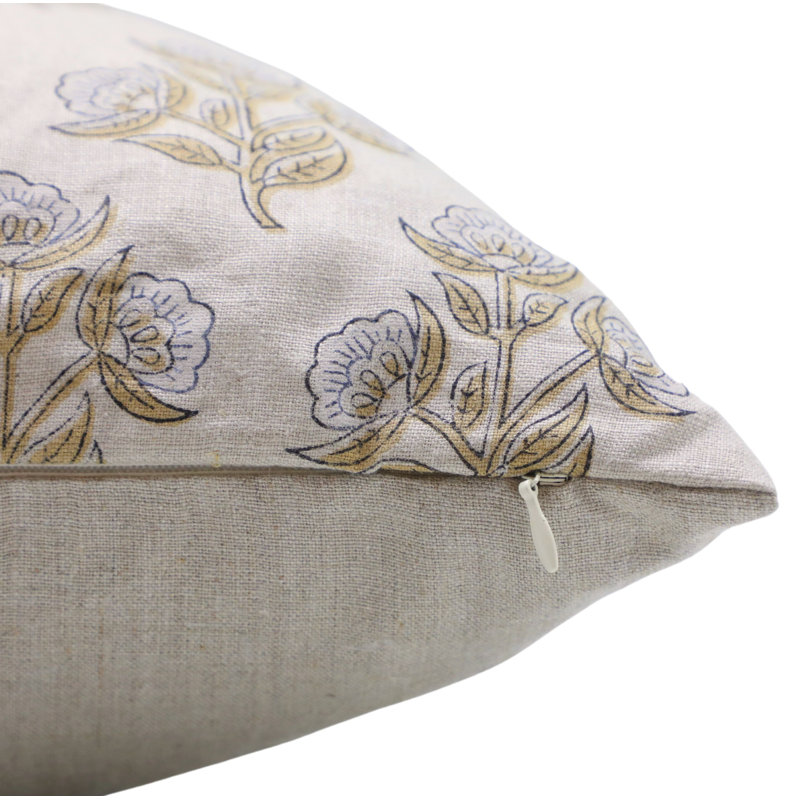 Linen Pillow Cover, 14"H x 14"W, Square, Pink Floral 1