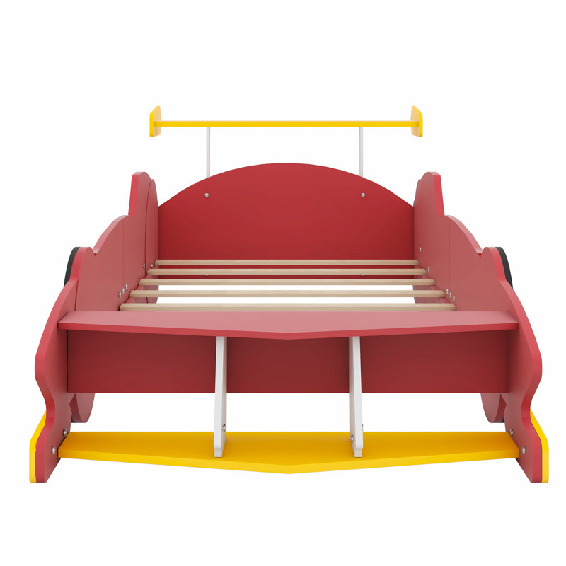 Lit plateforme avec roulettes Race, Rouge / jaune
