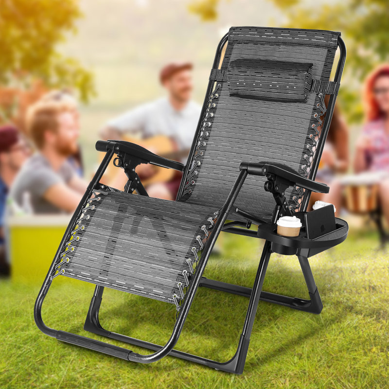 Fauteuil inclinable zéro gravité avec coussin Mudssir, Noir