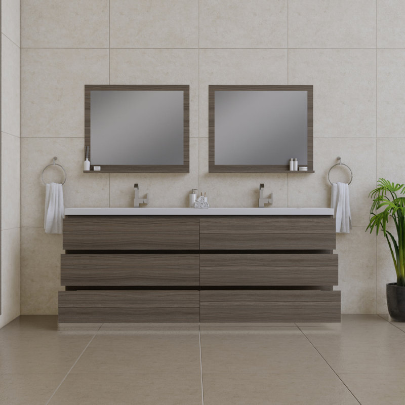 Ensemble de meuble-lavabo double 84 po Arjina, Gris
