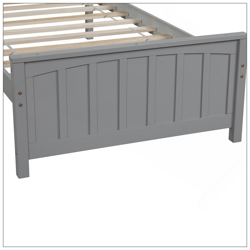 Lit plateforme en bois, gris
