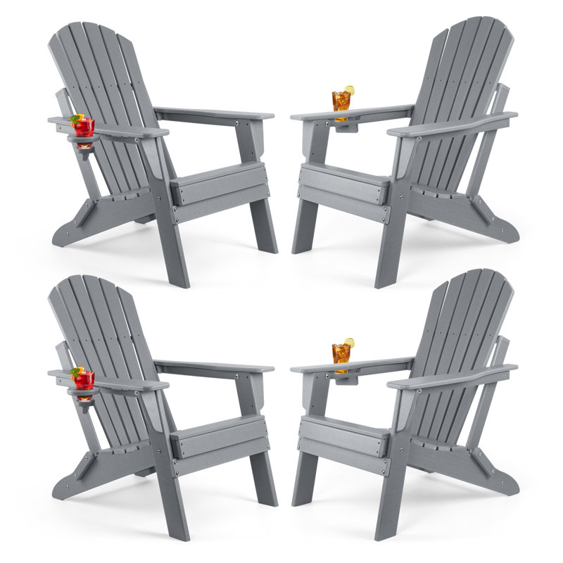 Azur Foldable Outdoor Adirondack Chair, Gray