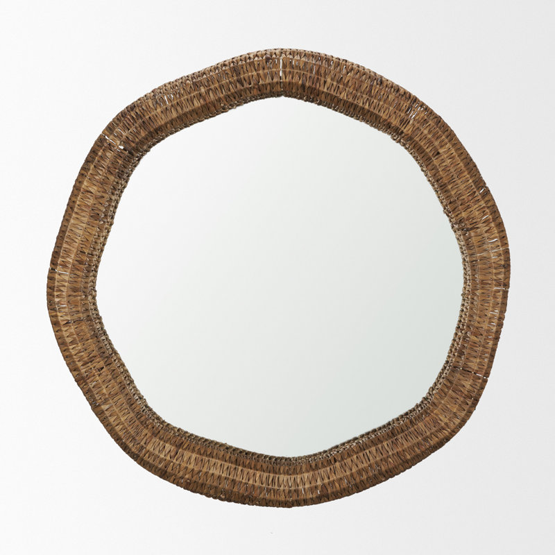 Fegan 42" Woven Water Hyacinth Mirror, 42" x 42"