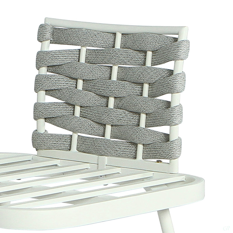 Causeuse et table en acier Mariano, Coussin gris / Cadre blanc