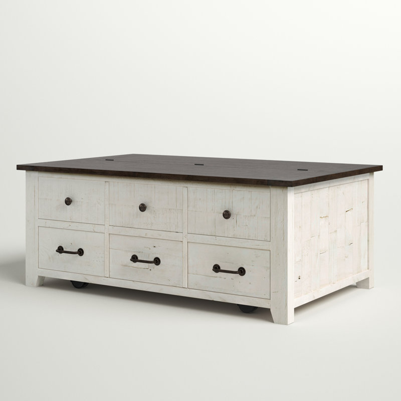 Karley Solid Wood Single Coffee Table, Vintage White