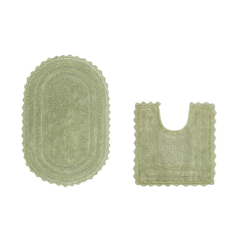 Tapis de salle de bain Janek, Sauge, 2 pièces (ovale 20 po x 20 po | 20 po x 32 po)