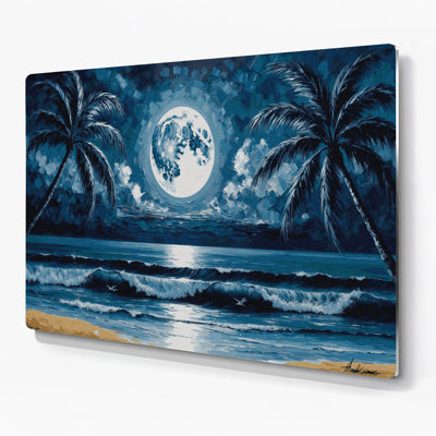 Art mural hawaïen lune en métal gris sur l'eau