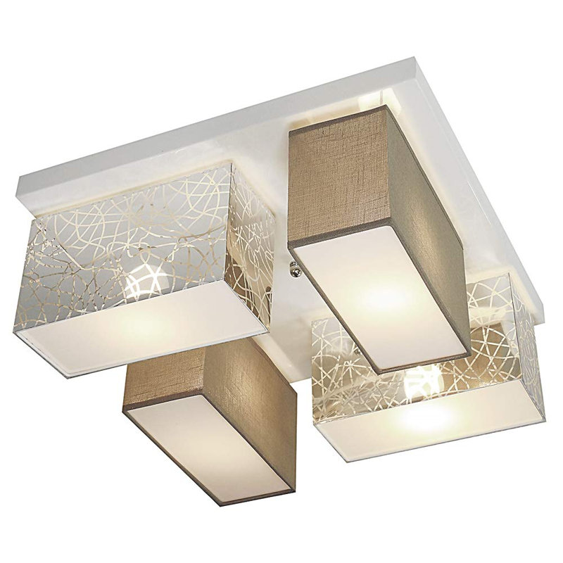 Pasko Fabric Semi Flush Mount, Silver/Cappuccino