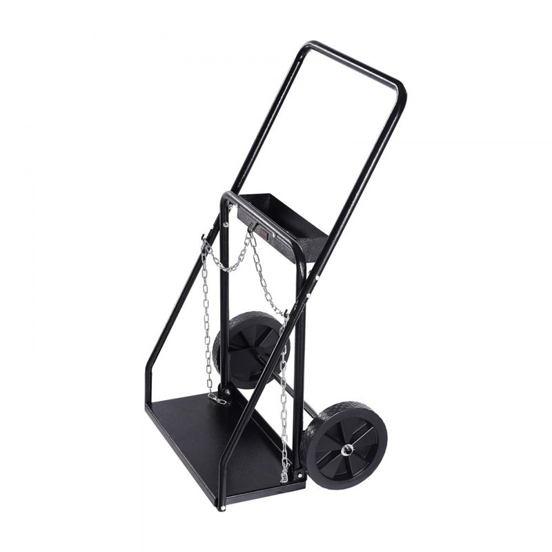 Chariot-réservoir à double réservoir d'oxygène en acétylène avec roues solides de 10 po