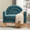 Modern Accent Chair with Rainbow-Inspired Backrest, Turquoise Linen