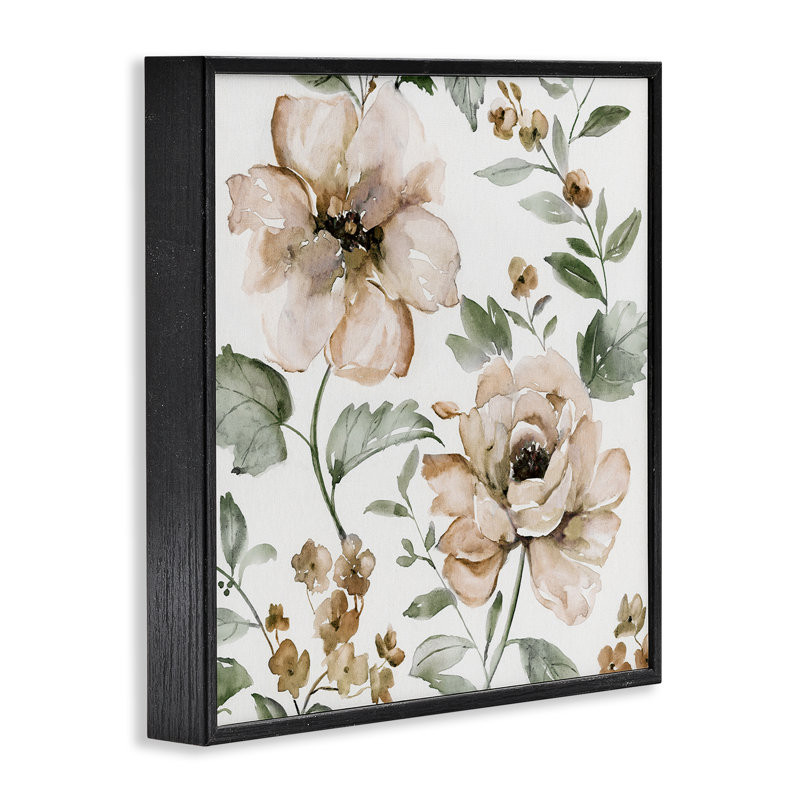 «Dicat Blooming Florals», estampe numérique, design par Nan, Giclée encadrée noir minuit, H 12 po x l 12 po