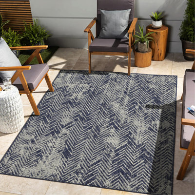 5 pi 3 po Tapis bleu X 7 - fabriqué avec et teinture - polypropylène beauté intérieure / extérieure durable