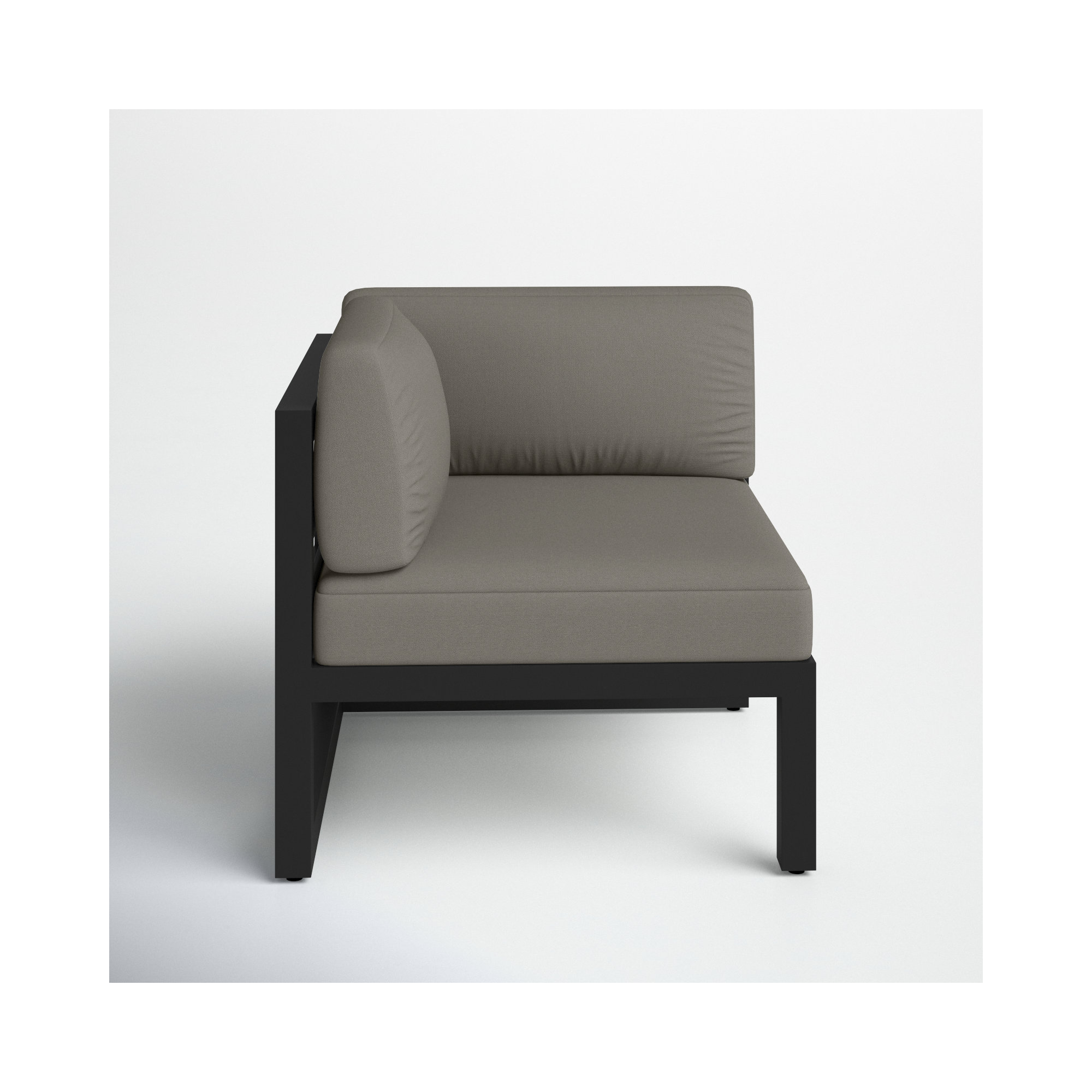 Smith Outdoor Corner Chair with Sunbrella Cushions, Black, Canvas Charcoal