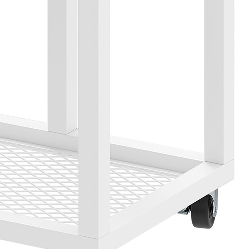 Wheel Side Table Set, Oak Wood, White