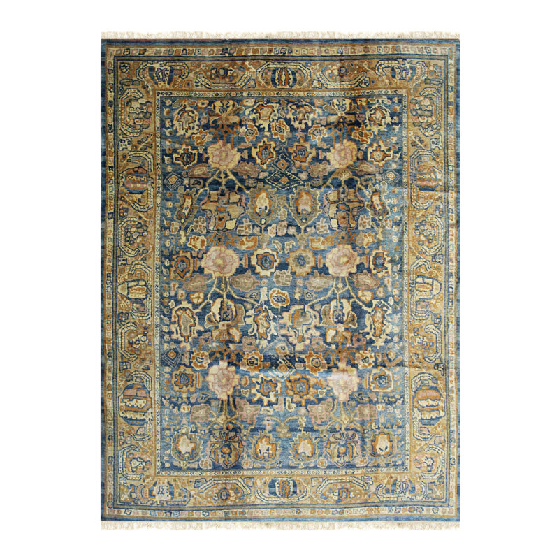 Traditional Blue Hand Knotted Rug, Rectangle 8' x 10'