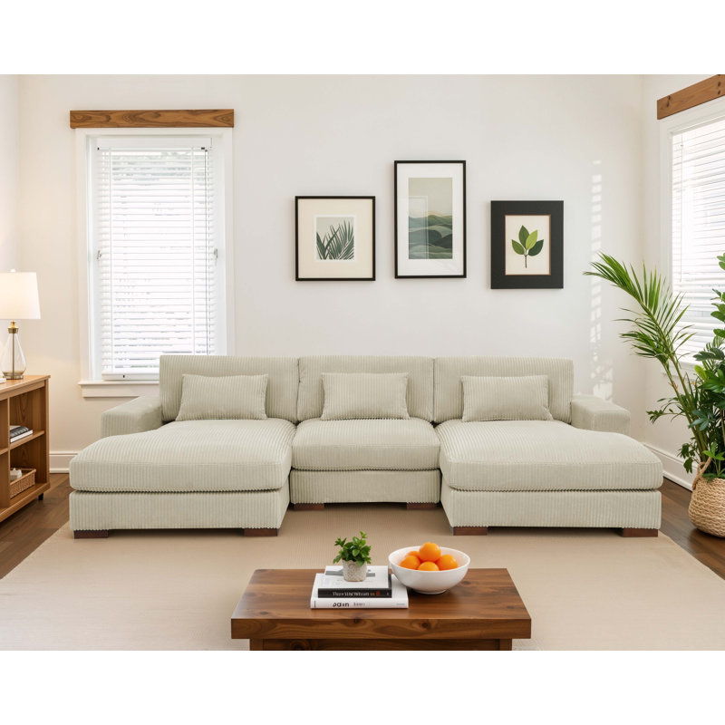 Canapé modulaire 3 pièces Marabe, Crème Curdoroy