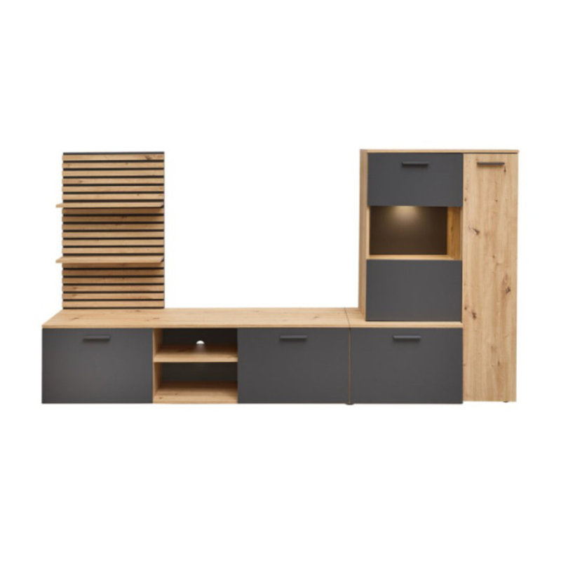 Heathrow Unfinished Entertainment Center for TVs up to 65", Oak Artisan/Anthracite