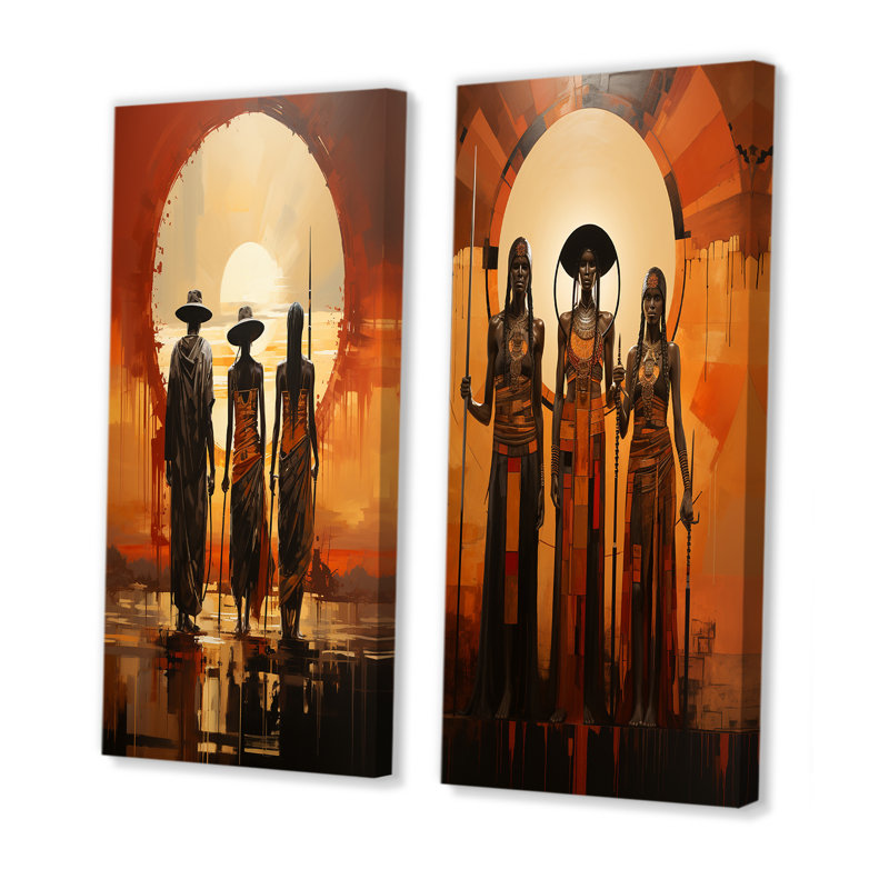 «Native American Art Tribal Vision», 2 pièces, Toile tendue, H 40 po x l 40 po