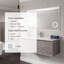 Aurora Meuble-lavabo mural simple en béton gris avec comptoir en quartz de Carrare et lavabo en porcelaine encastré-385698899