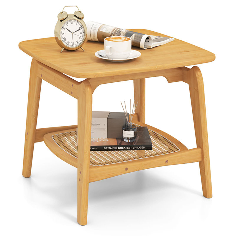 55cm W Bamboo / Rattan Bedside Table