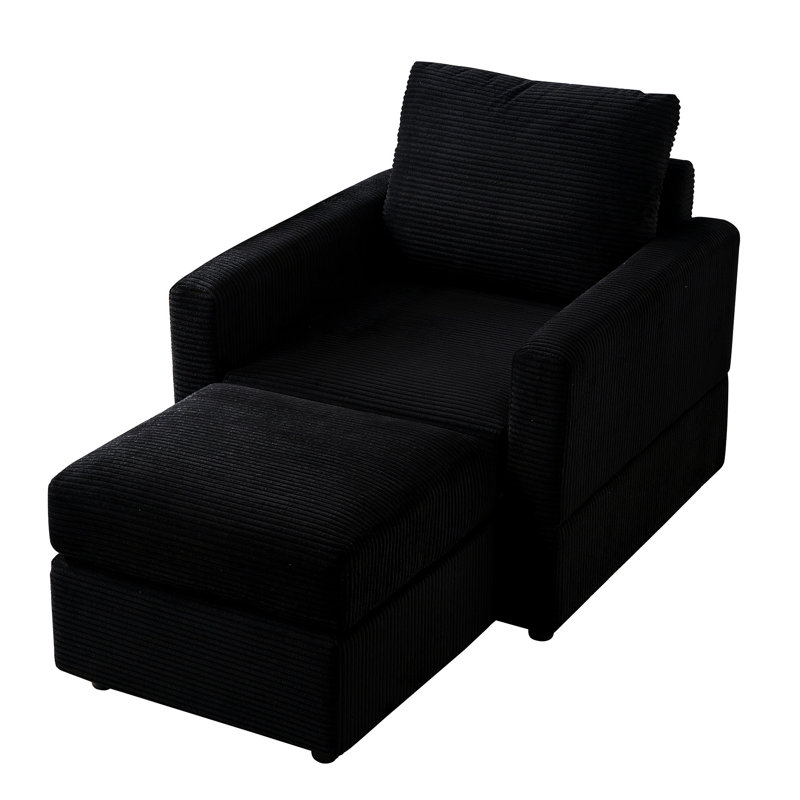 Chaise rembourrée avec velours côtelé Comfy, Noir