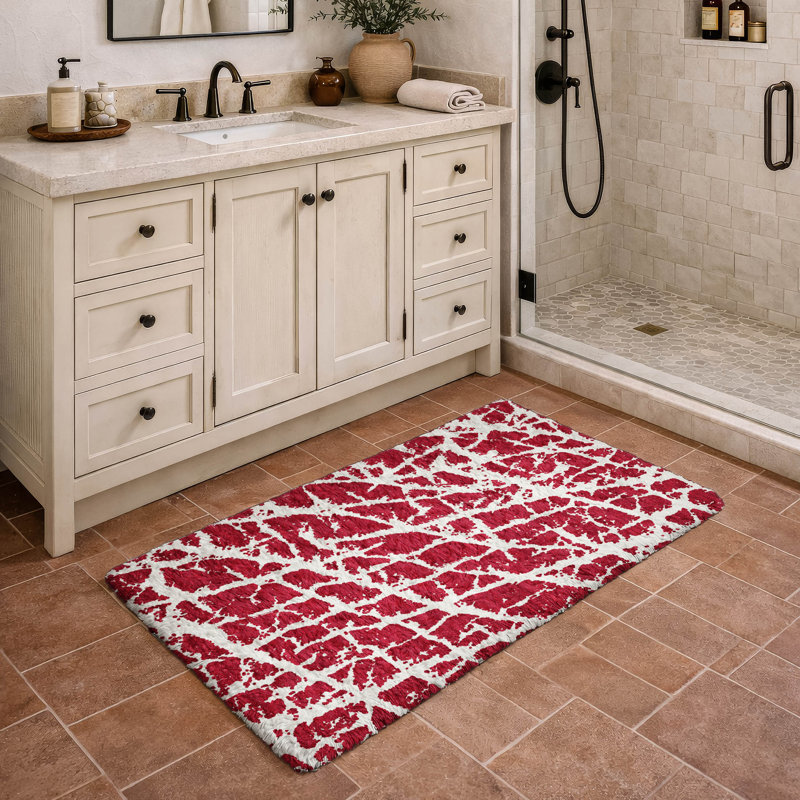 Premium Machine Washable Dream Shag ADS501 Crackle Rug, 1'8" x 2'6", Red