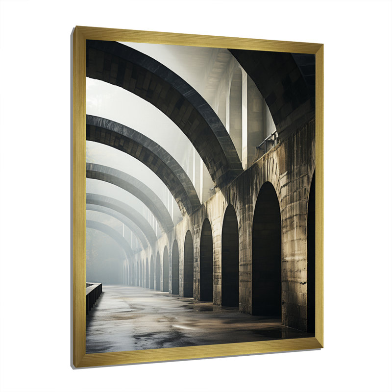 Klarita Beige Bridge Majestic Arch Graphite, H 40 po x l 30 po x P 1,5 po, Encadrement doré