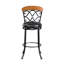 Fauteuil pivotant d'une hauteur de 45 po, structure en métal noir, revêtement en similicuir brun, capacité de poids de 250 lb, profondeur d'assise de 17 po, capacité, espace repas