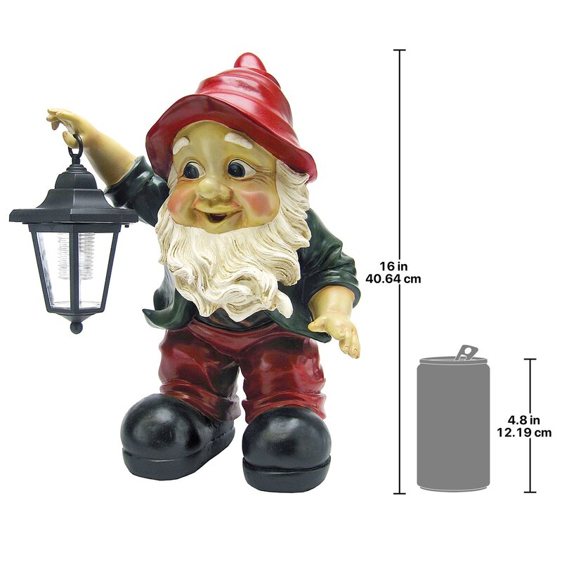 Design Toscano Lawn Garden Gnomes Edison with the Lighted Lantern ...