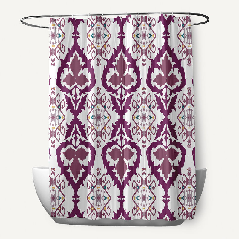 Rideau de douche simple à motif floral Musser, Mauve