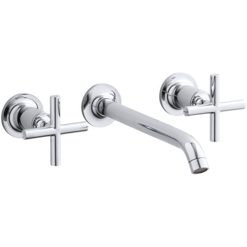 Robinet de salle de bain mural Purist, Chrome brossé