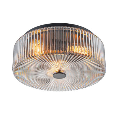 3-light Glass Flush Mount