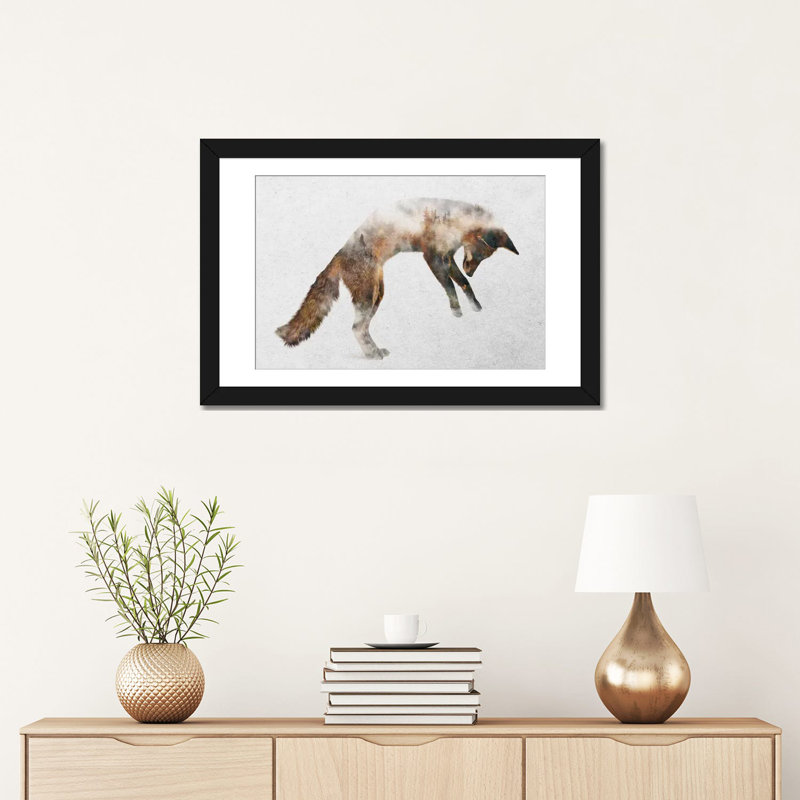 « saut fox », impression sur toile, Papier d'art encadré noir, H 16 po x l 24 po x P 1 po